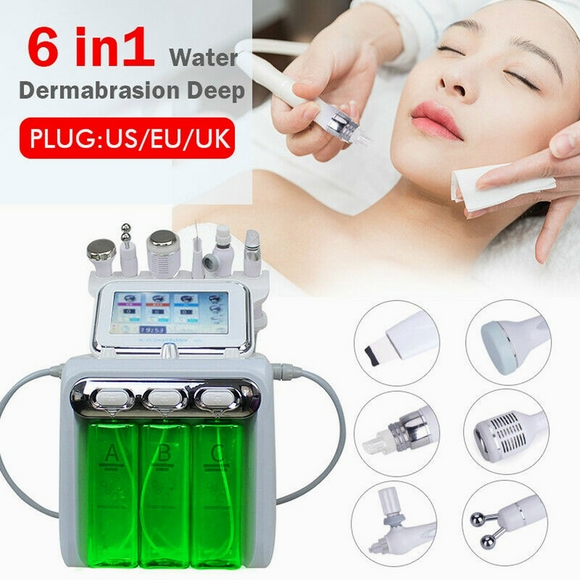 New 6 in 1 Hydrafacial Machine Hydro Dermabrasion Facial Peeling Ultrasonic Skin Scrubber Oxygen Spray Skin Care Microdermabrasion #012