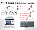 6 IN 1 Spider Vein Removal Skin Rejuvenation 980nm Diode Laser Physiotherapy Treatment