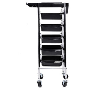 5 Drawers Trolley Cart Hair Salon Instrument Storage Cart Adjustable Height Trolley 52 x 38 x 92cm Hairdressing Supplies