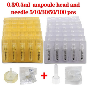 0.3ml and 0.5ml Sterile Ampoule Head Syringe Needle for Hyaluron Pen Anti Wrinkle Lip Lifting Disposable Noozle Adapter No Liquid CE