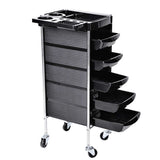 5 Drawers Trolley Cart Hair Salon Instrument Storage Cart Adjustable Height Trolley 52 x 38 x 92cm Hairdressing Supplies