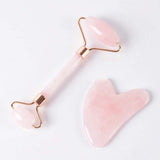 Face Roller Gua Sha Massage Tool Rose Quartz Eye Mask Gift Set Natural Crystal Facial Scraping Chin Body Massager Cool Relaxing Healing Stone