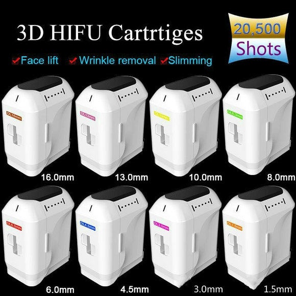 20500+ Shots 3D Hifu Face Body Advanced 8 Cartridges with 1-11 Lines Hifu Cartridges for Skin Lifting