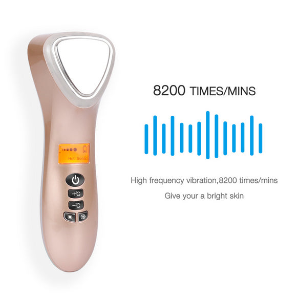 LED Cold Hammer Ultrasonic Cryotherapy Lifting Photon Vibration Massager Facial Shrink Ultrasound Pore Skin Care for Salon