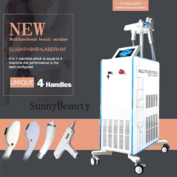 4in1 Beauty Equipment Ipl Laser Hair Removal Elight Opt Shr Nd Yag Lazer Tattoo Removal