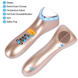 LED Cold Hammer Ultrasonic Cryotherapy Lifting Photon Vibration Massager Facial Shrink Ultrasound Pore Skin Care for Salon